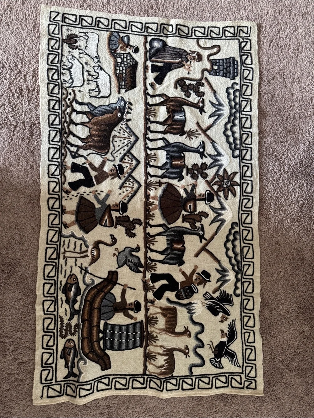 Embroidered Aztec Mayan Inca Hand Woven Tapestry